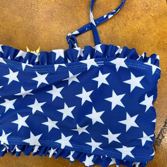 Shein girls blue with stars Bikini top size 11/12Y - Picture 2 of 5